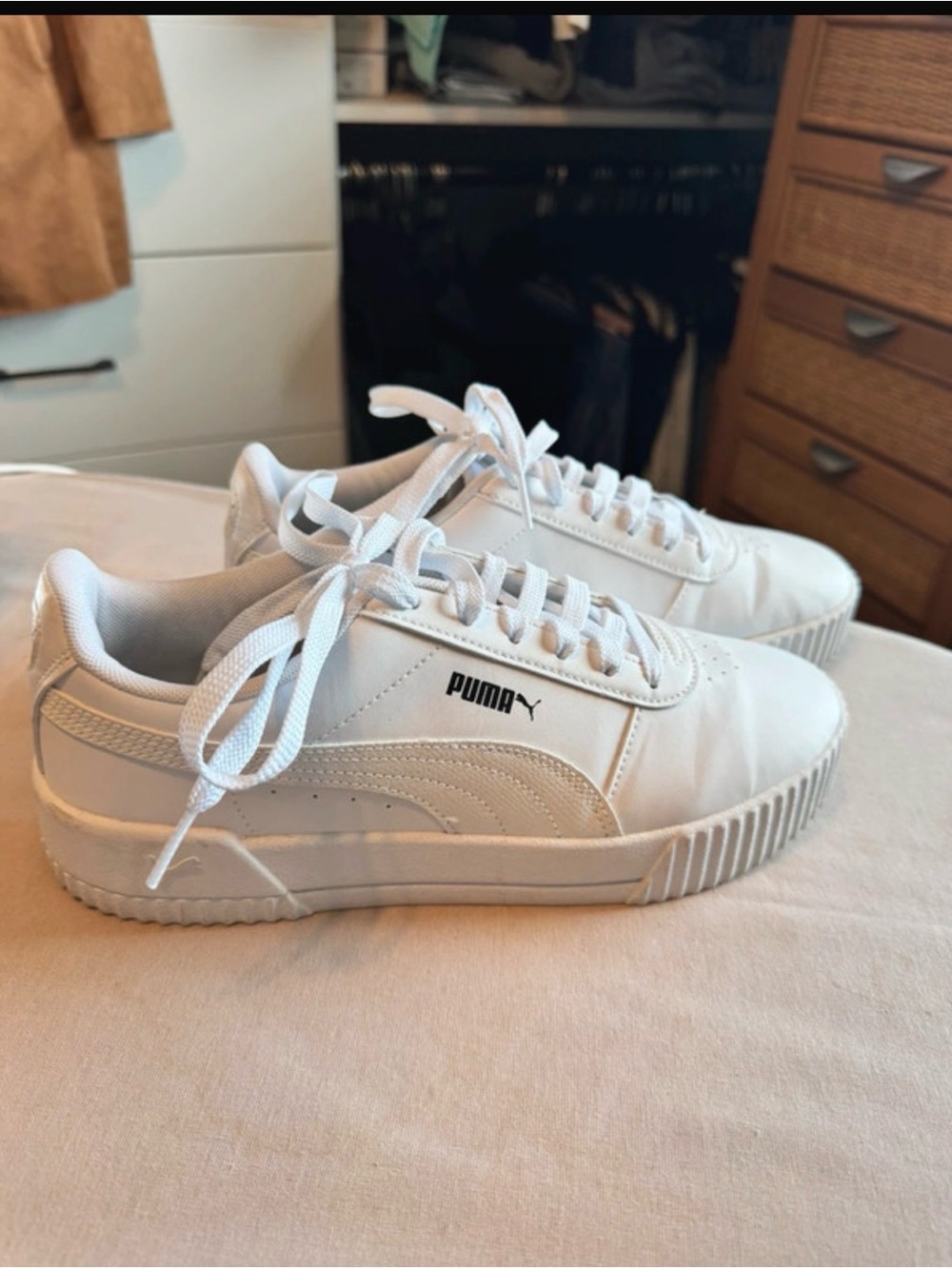 Puma Carina 2.0 Women's White Low-Top Lace-Up Sneakers